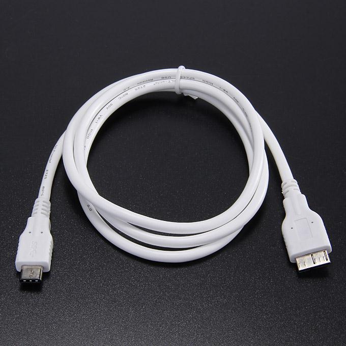 USB Type C To 3.0 MicroB Cable Male To Male Data Cable 1.0M - White