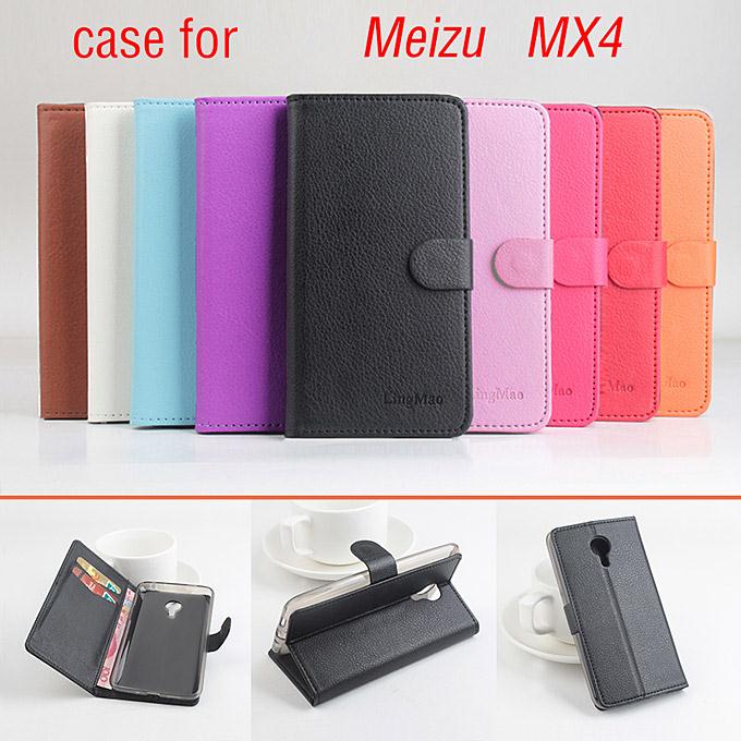 Protective Hard Cover Flip Stand Leather Case for MEIZU MX4 Smartphone - Blue