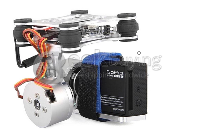 Aluminum Brushless Gimbal for GoPro Sport Camera DJI Phantom Aircraft - Silver