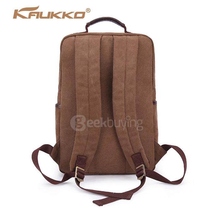 KAUKKO ZP20 Vintage British Style Washed Canvas Backpack Leisure Travel Bag Computer Bag - Khaki