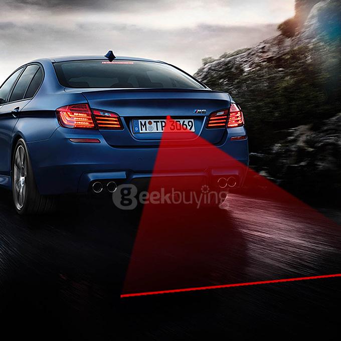 LJ-01 Car Laser Fog Light Rear Anti-Collision Brake Tail Lights Warning Lamp- Black