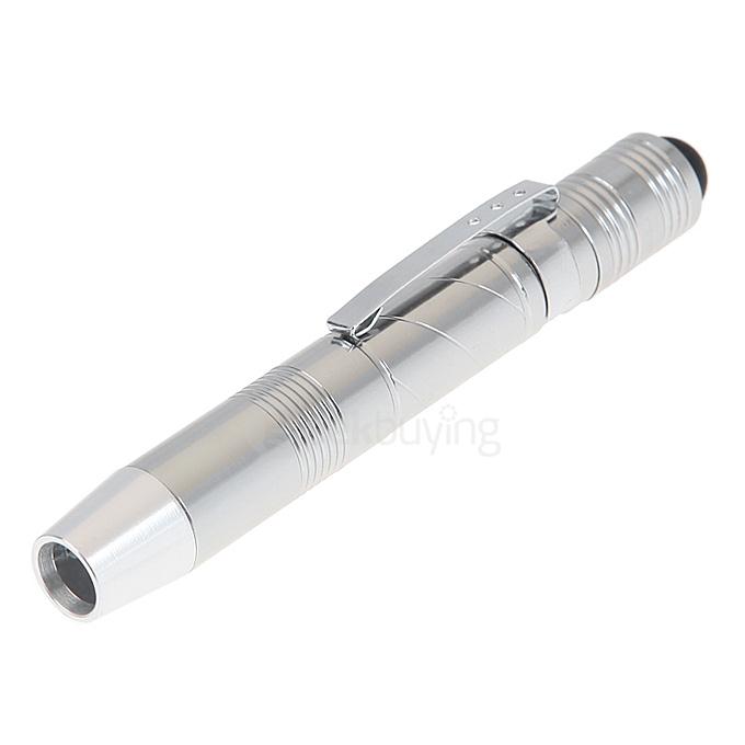 KX-905 Mini LED Pen Light White Light Penlight Flashlight w/ Touch Pen-Silver 1xAAA