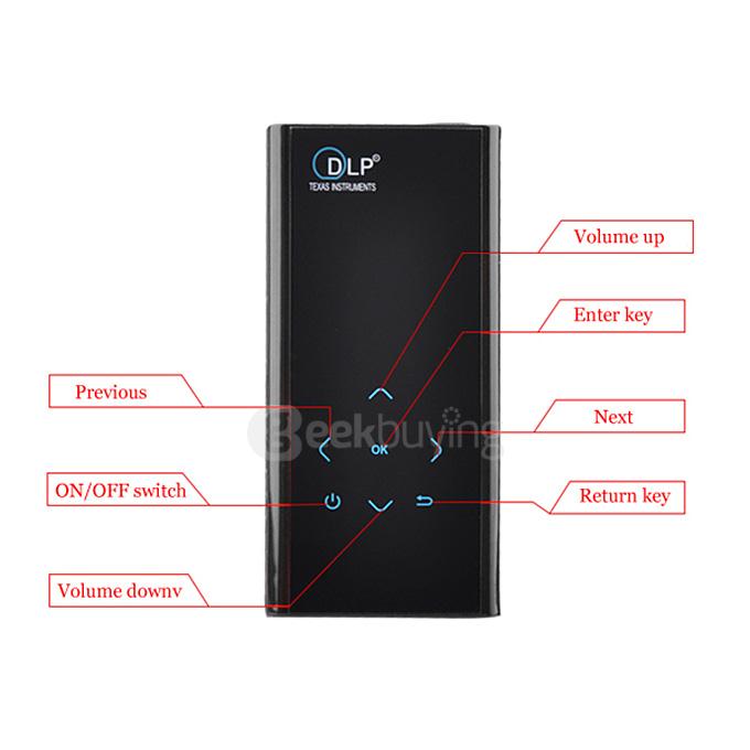 E06 DLP Android Smart Mini LED Projector Android 4.2.2 RK3028A Dual Core 1G/4G w/ Bluetooth HDMI USB TF AV With Remote - Black