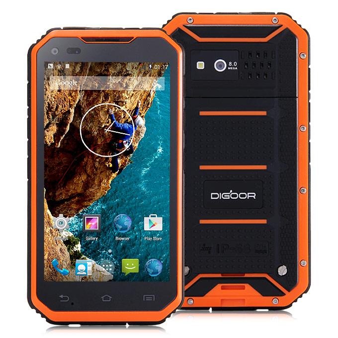 DIGOOR DG2 Plus IP68 Rugged Phone 5.0inch Android 4.4 MTK6582 Quad Core 1.3GHz 1GB 8GB 8.0MP Talkback Miracast - Orange