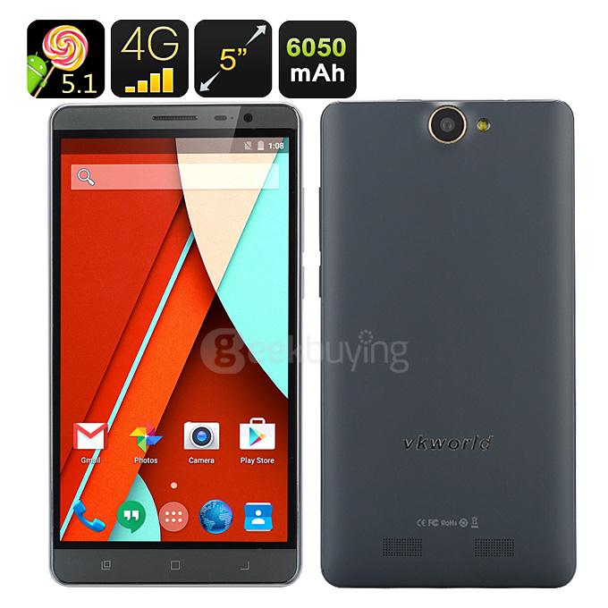 VKWORLD VK6050S 5.5inch 4G LTE Android 5.1 2GB 16GB Smartphone 6050mAh Battery 64bit MT6735 Quad Core Hotknot - Black