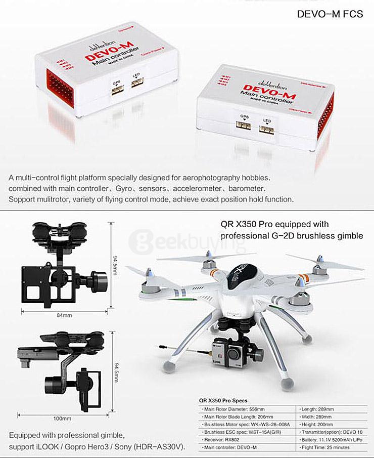 Walkera QR X350 PRO FPV GPS Quadcopter With DEVO 10/G-2D Gimbal RTF
