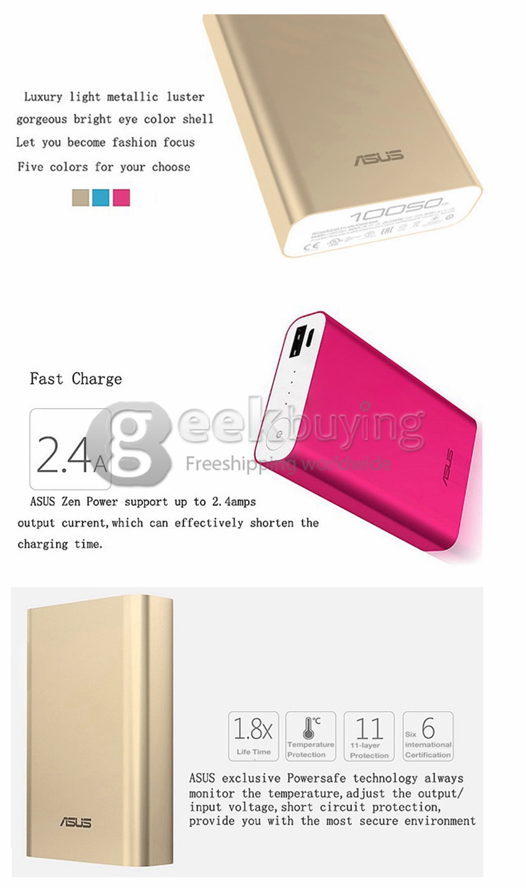 Original Asus Zenpower USB Power Bank 10050mA External Backup Power Charger Quick Charge  For iPhone/Samsung/HTC - Blue