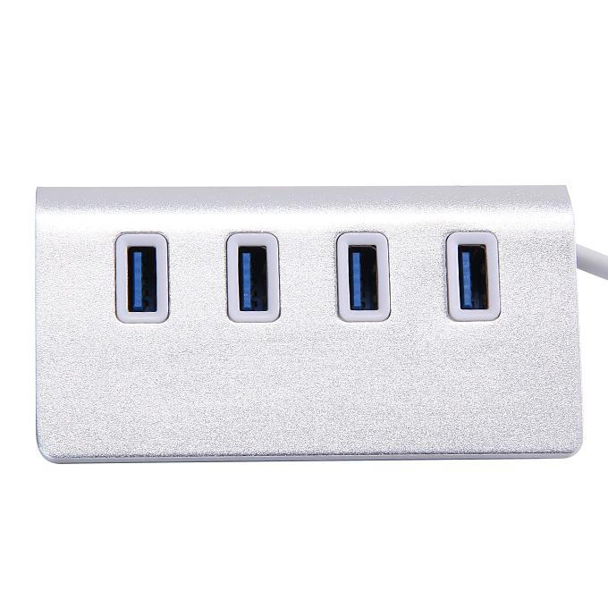 Fast Speed 4 Ports USB 3.0 Aluminum Alloy Hub - Silver