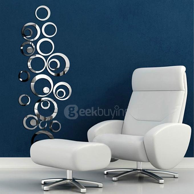 24 Pcs  Fashion Circular Wall Sticker Decal Poster DIY Room Art Home Decor - Silver