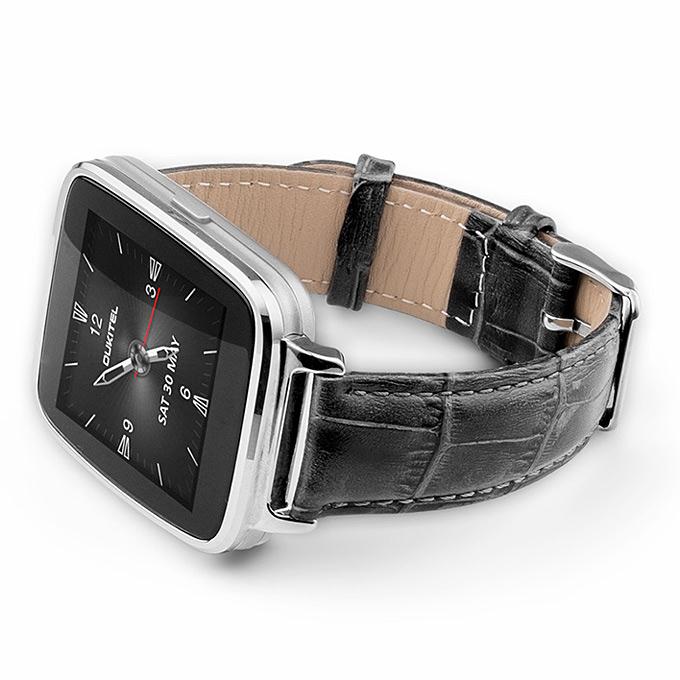 OUKITEL A28 1.54' Bluetooth Smart Watch MT2502A BT4.0 With Genuine Leather Strap For iOS Android - Black