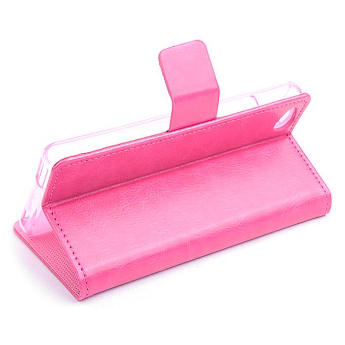 Protective Hard Cover Flip Stand Leather Case for ZTE Nubia Z9 Mini Smartphone - Rose
