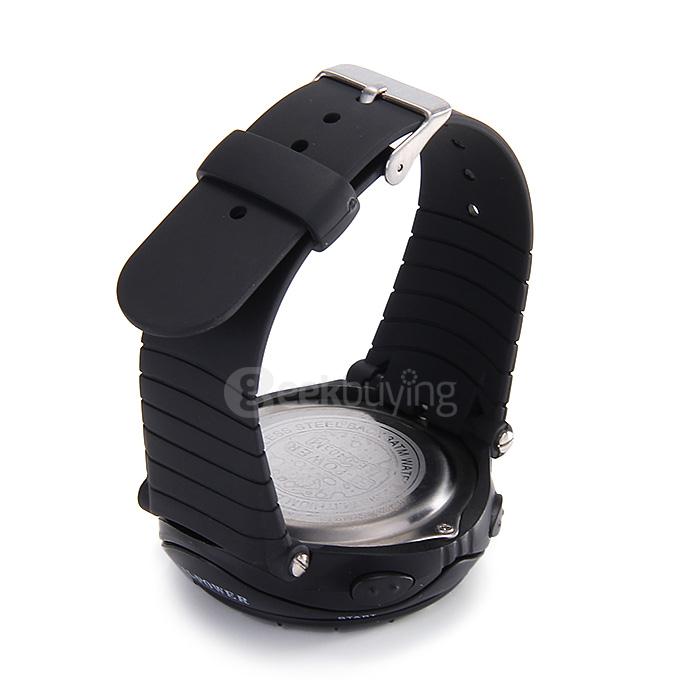 0405 Multi Functions Solar Power LED Digital Men Quartz Sport Wrist Watch - Black