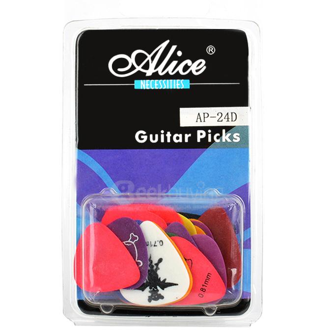 24Pcs/Set AP-24D Special Designs Plastic Guitar Picks 0.46/0.71/0.81mm Thickness - Multi Colors