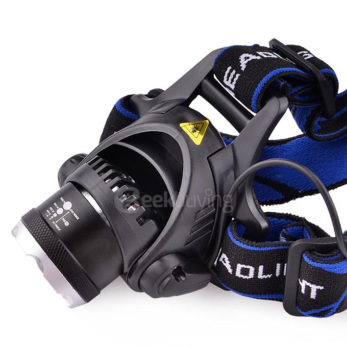 LightsCastle CREE XM-L T6 1800lm 3-Mode LED Zoomable Headlight Headlamp - Black