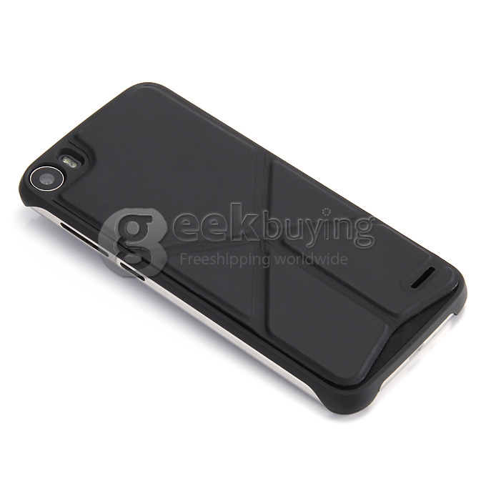 Protective Foldable Holder Case Leather Cover Shell Stents for DOOGEE F3/DOOGEE F3 Pro - Black