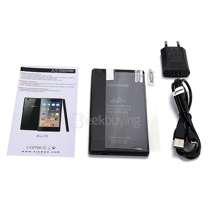 SISWOO A5 5.0inch 4G LTE Android 5.1 Smartphone 64bit MTK6735M Quad Core 1.0Ghz 1GB RAM 8GB ROM - Black