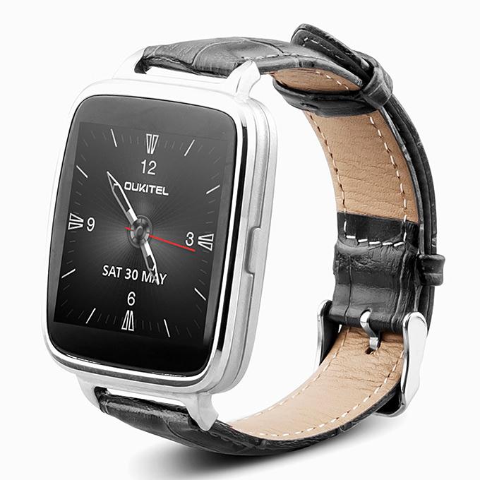 OUKITEL A28 1.54' Bluetooth Smart Watch MT2502A BT4.0 With Genuine Leather Strap For iOS Android - Black