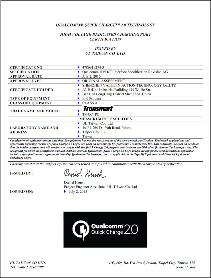 [Qualcomm Certified] Tronsmart Quick Charge 2.0 54W 4 Ports Car Charger for Samsung/ Google Nexus 6/ Sony Xperia/ Xiaomi/ Asus Zenfone 2