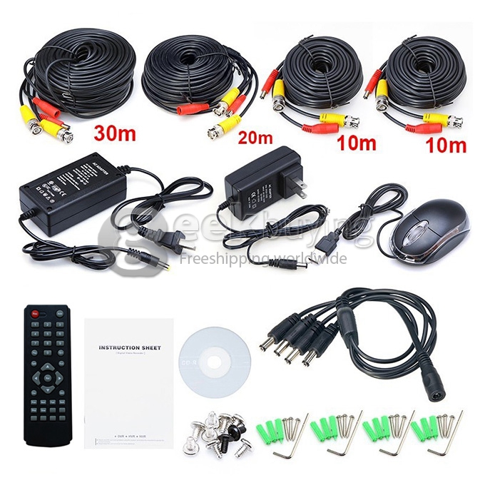 H.264 1/4' Color CMOS Weatherproof Surveillance DVR Kit with 36 LEDs 480TV Lines 4CH CCTV Camera System