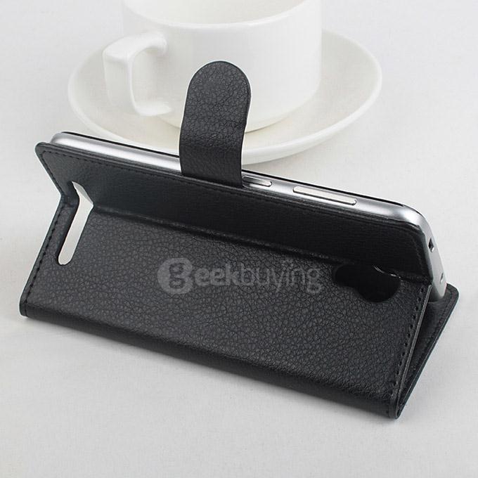 Protective Hard Cover Flip Stand Leather Case for Doogee Valencia 2 Y100 Pro Smartphone - Black
