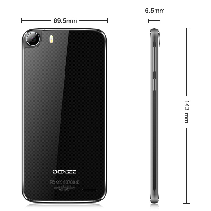DOOGEE F3 Pro 4G 5.0Inch FHD Android 5.1 3GB 16GB Smartphone MTK6753 64bit Octa Core 2.5D Corning Gorilla Glass - Black