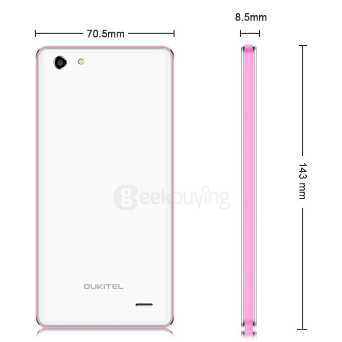 OUKITEL U2 4G LTE Smartphone 5.0inch Android 5.1 64bit MTK6735M Quad Core 1.0Ghz 1GB RAM 8GB ROM - Pink Frame