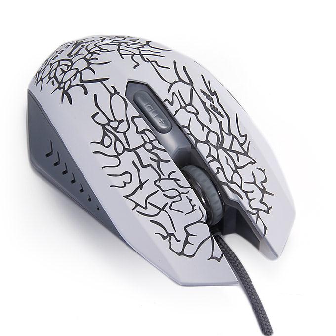 JUEXIE G5 Professional Wired Backlit Gaming Mouse with Colorful Breathing LED Light - White