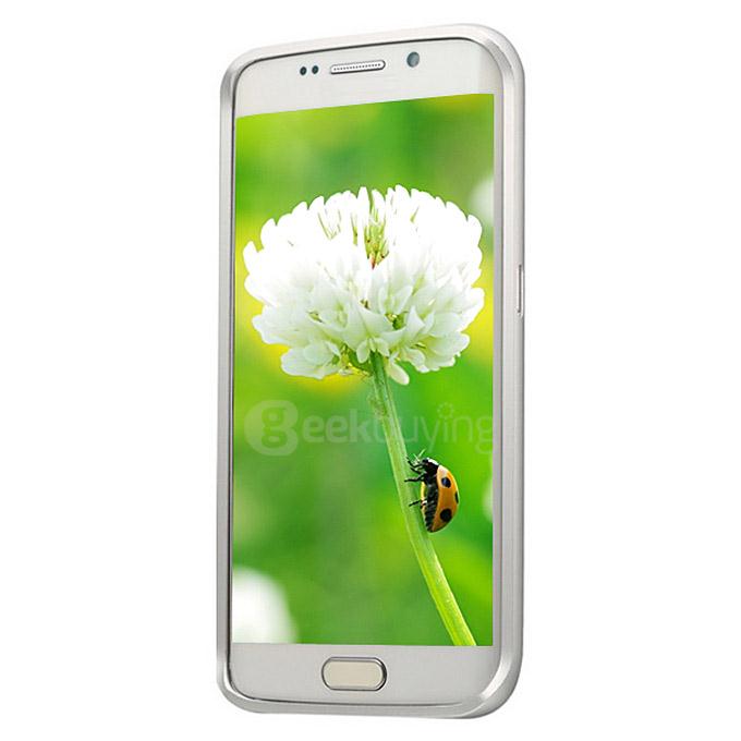 Metal Bumper Shockproof Protect Slim Back Case Cover for Samsung Galaxy S6 Edge - Silver