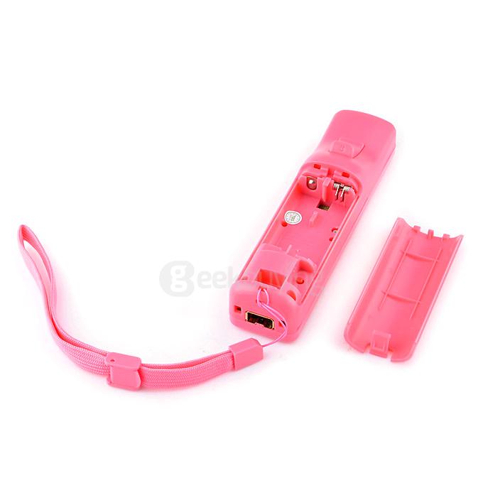Remote Controller Nunchuck Set With Motion Tech Accelerator Silicone Sleeve Strap For Wii MotionPlus (2 x AA) - Pink