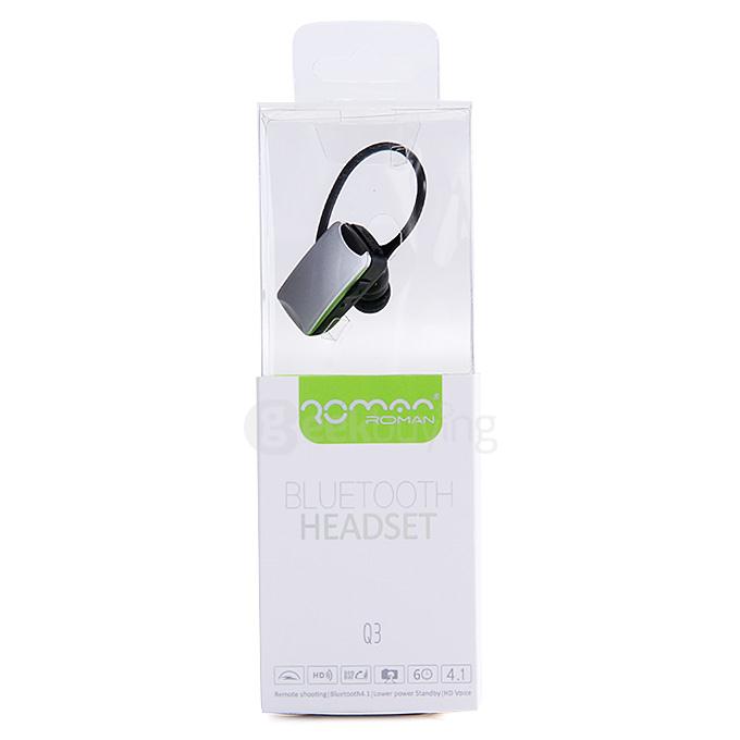 Roman Q3 Mini Bass Bluetooth Headphone BT 4.1 With Mic Sports Headset Ecouteur Remote Camera Dual Connection For iOS - Silver