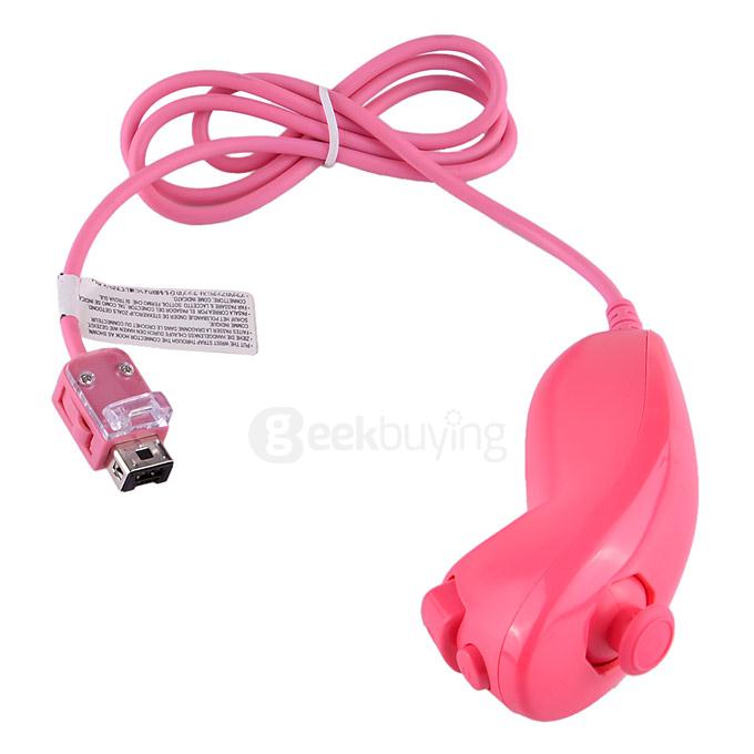 Remote Controller Nunchuck Set With Motion Tech Accelerator Silicone Sleeve Strap For Wii MotionPlus (2 x AA) - Pink