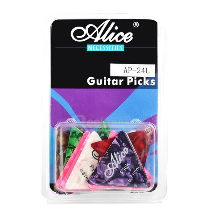 24Pcs/Set Alice AP-24L Durable Plastic Guitar Picks 0.46/0.71/0.81mm Thickness - Multi Colors