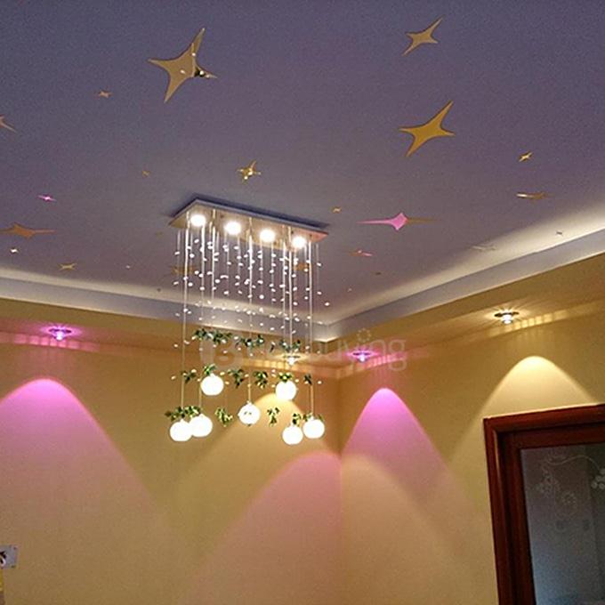 3D Removable Acrylic Stars Mirror Sticker Modern Wall Art Home Decor - Gold