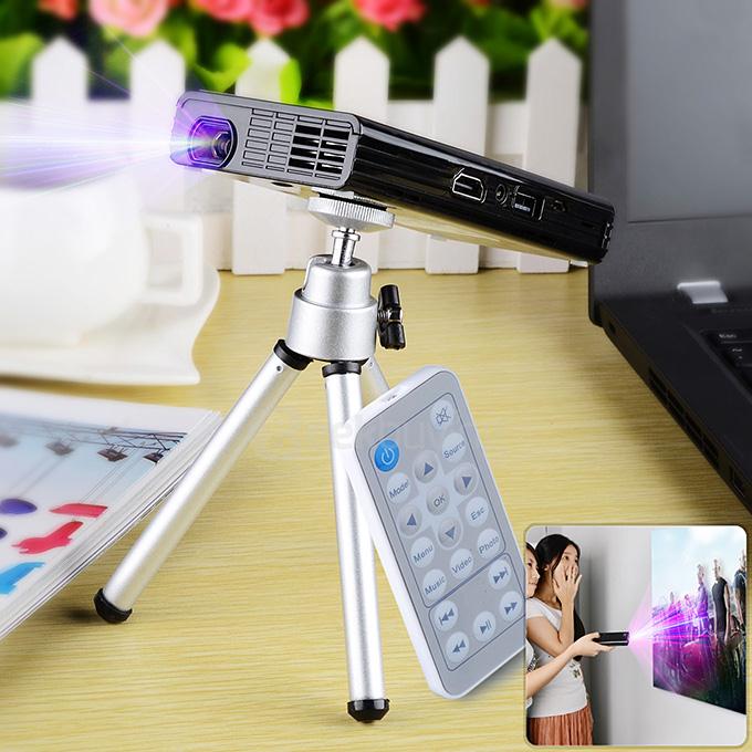 E06 DLP Android Smart Mini LED Projector Android 4.2.2 RK3028A Dual Core 1G/4G w/ Bluetooth HDMI USB TF AV With Remote - Black