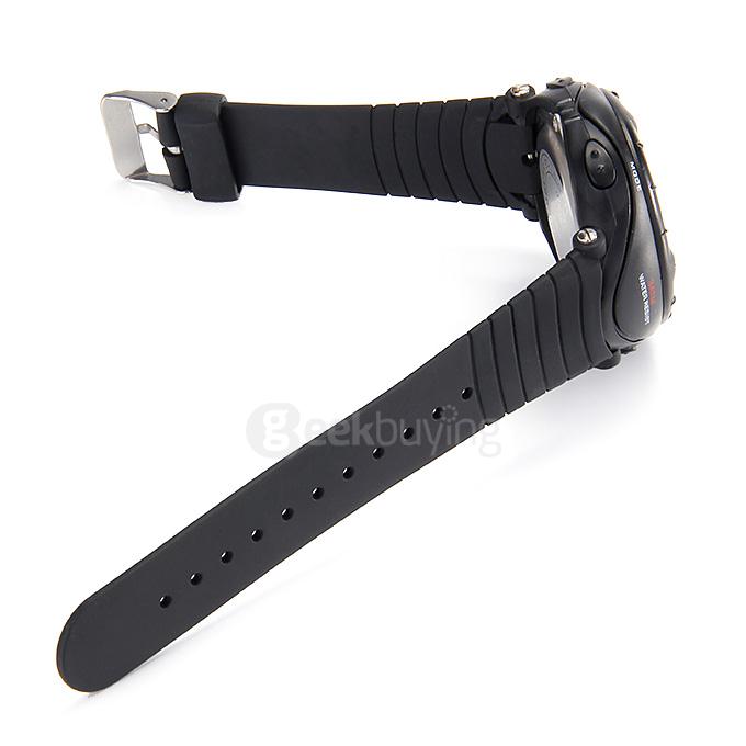 0405 Multi Functions Solar Power LED Digital Men Quartz Sport Wrist Watch - Black