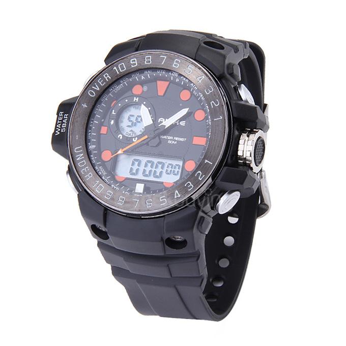 ALIKE AK15112 Multi Functions Men Quartz LED Sports Watch Anolog & Digtal Time Day Display - Orange