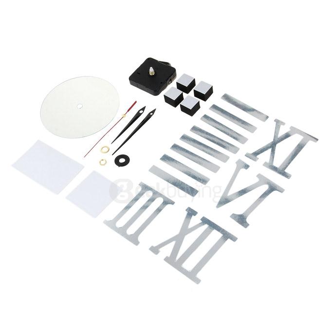 Acrylic Roman Numerals Wall Clock Sticker Adhesive Decal Art DIY Home Decor - Silver + Black