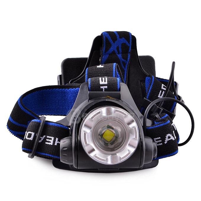 LightsCastle CREE XM-L T6 1800lm 3-Mode LED Zoomable Headlight Headlamp - Black