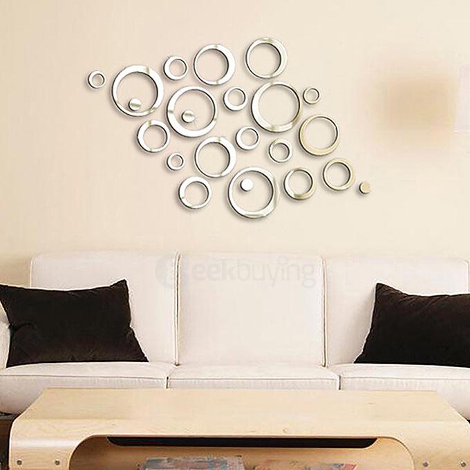 24 Pcs  Fashion Circular Wall Sticker Decal Poster DIY Room Art Home Decor - Silver
