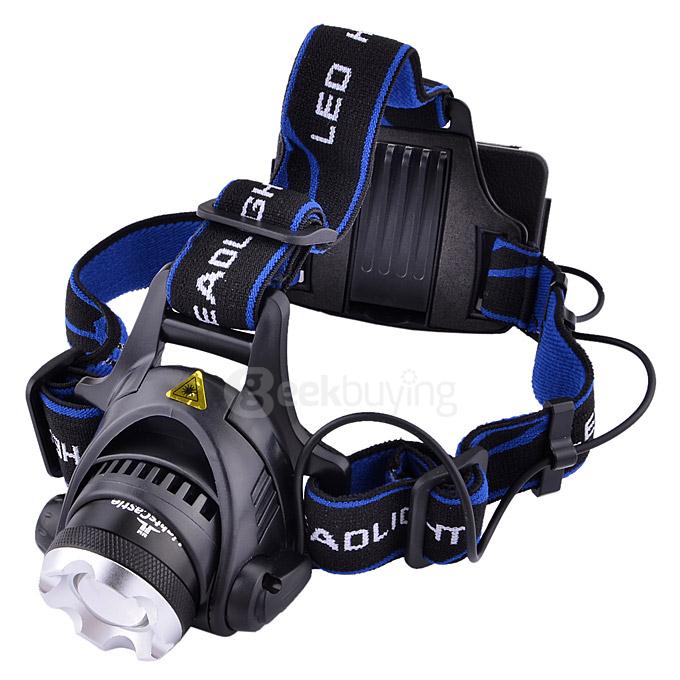 LightsCastle CREE XM-L T6 1800lm 3-Mode LED Zoomable Headlight Headlamp - Black
