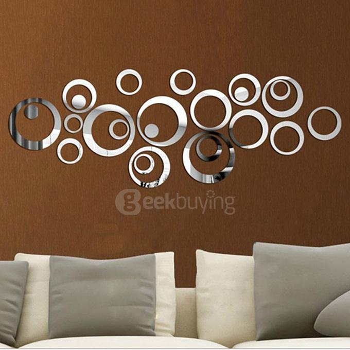 24 Pcs  Fashion Circular Wall Sticker Decal Poster DIY Room Art Home Decor - Silver