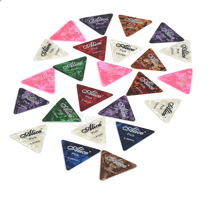 24Pcs/Set Alice AP-24L Durable Plastic Guitar Picks 0.46/0.71/0.81mm Thickness - Multi Colors