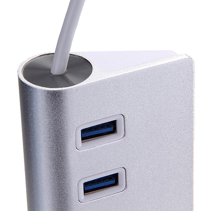 Fast Speed 4 Ports USB 3.0 Aluminum Alloy Hub - Silver
