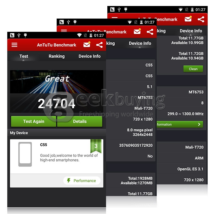 SISWOO C55 5.5inch 4G FDD-LTE Android 5.1 2GB 16GB Smartphone 64bit MTK6753 Octa Core 13.0MP IPS HD Breath Light - Black