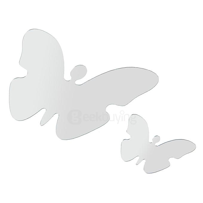 Modern Butterfly Fairy Mirrors Wall Stickers DIY Acrylic Wall Decals for Home Decoration - Silver