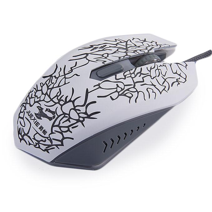 JUEXIE G5 Professional Wired Backlit Gaming Mouse with Colorful Breathing LED Light - White