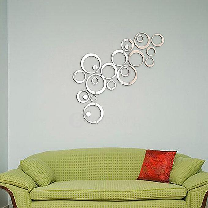 24 Pcs  Fashion Circular Wall Sticker Decal Poster DIY Room Art Home Decor - Silver
