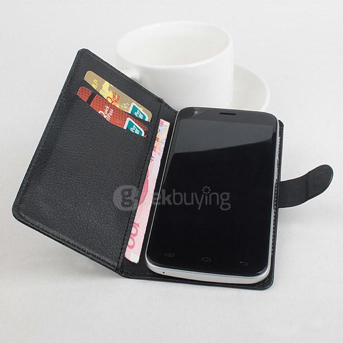 Protective Hard Cover Flip Stand Leather Case for Doogee Valencia 2 Y100 Pro Smartphone - Black