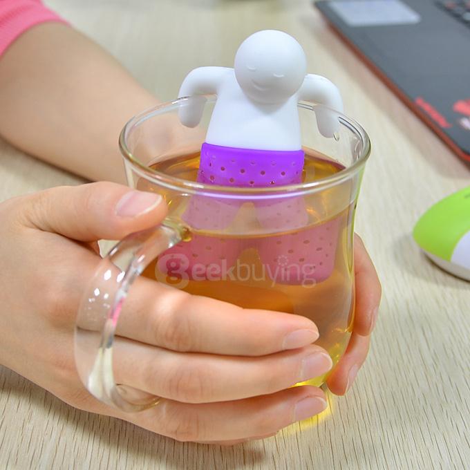 Portable Creative Silicon Mr Tea Infuser Tea Bag Holder - Purple + White