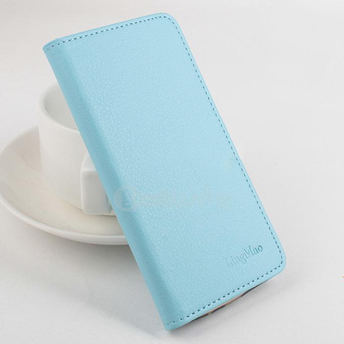 Protective Hard Cover Flip Stand Leather Case for iOcean M6752 Smartphone - Blue